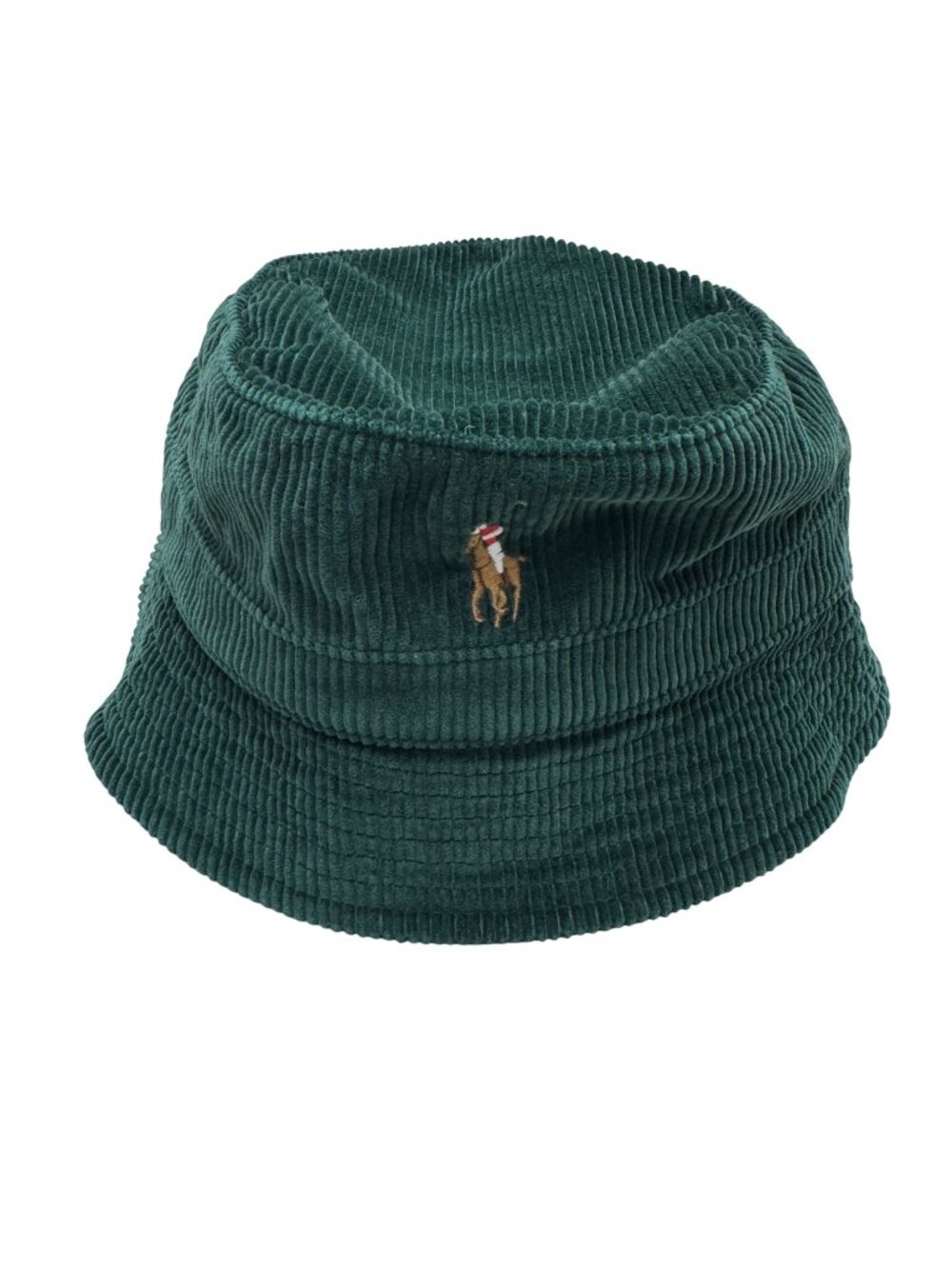 NWT Polo Ralph Lauren Corduroy Bucket Hat Green 100% Cotton Logo, Size S/M